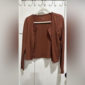 Brown Ribbed Cardigan and Tank American eagle